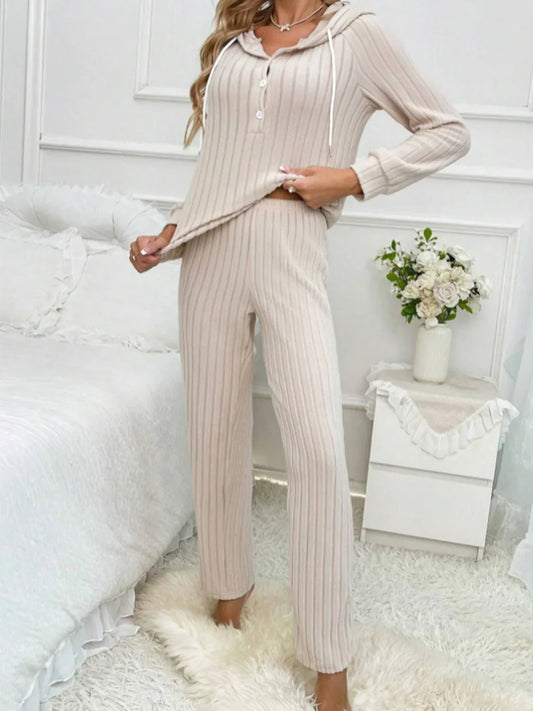 Demi - Casual Chic Top met Capuchon en Geribde Broek
