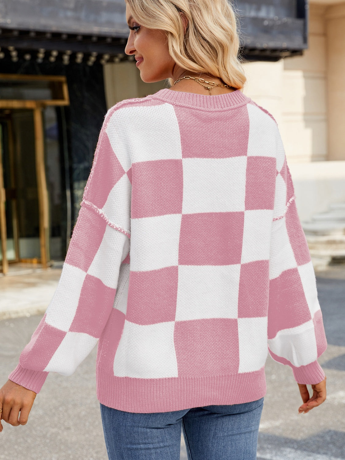 Emma - Stijlvolle Geruite Sweater met Lange Mouwen