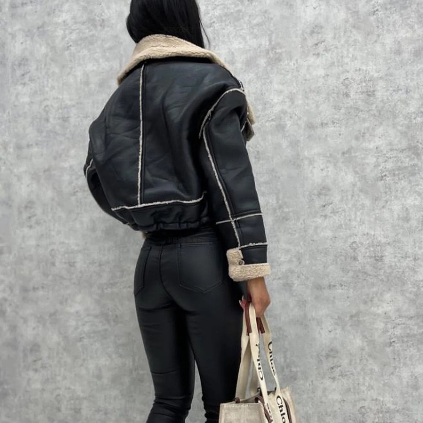 Luxe Leren Jas met Elegante Snit