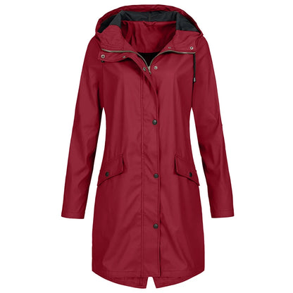 Lotte - Lange Waterdichte Regenjas met Capuchon