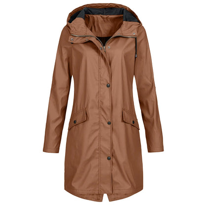 Lotte - Lange Waterdichte Regenjas met Capuchon