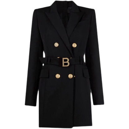 Elegante Blazerjurk met Luxe Knopen en Taille Riempje