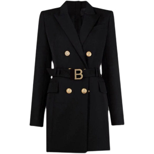 Elegante Blazerjurk met Luxe Knopen en Taille Riempje