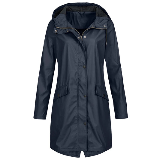 Lotte - Lange Waterdichte Regenjas met Capuchon