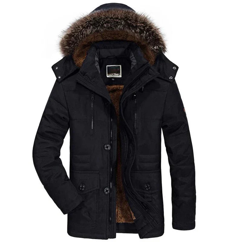 Luxe Herenjas met Bontkraag en Fluwelen Voering