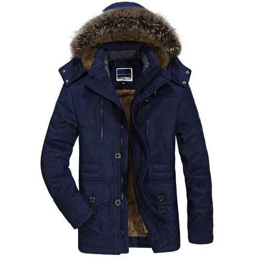Luxe Herenjas met Bontkraag en Fluwelen Voering