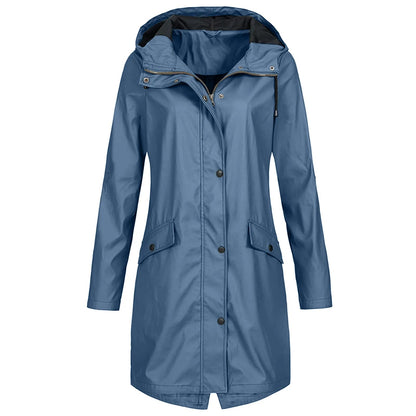 Lotte - Lange Waterdichte Regenjas met Capuchon