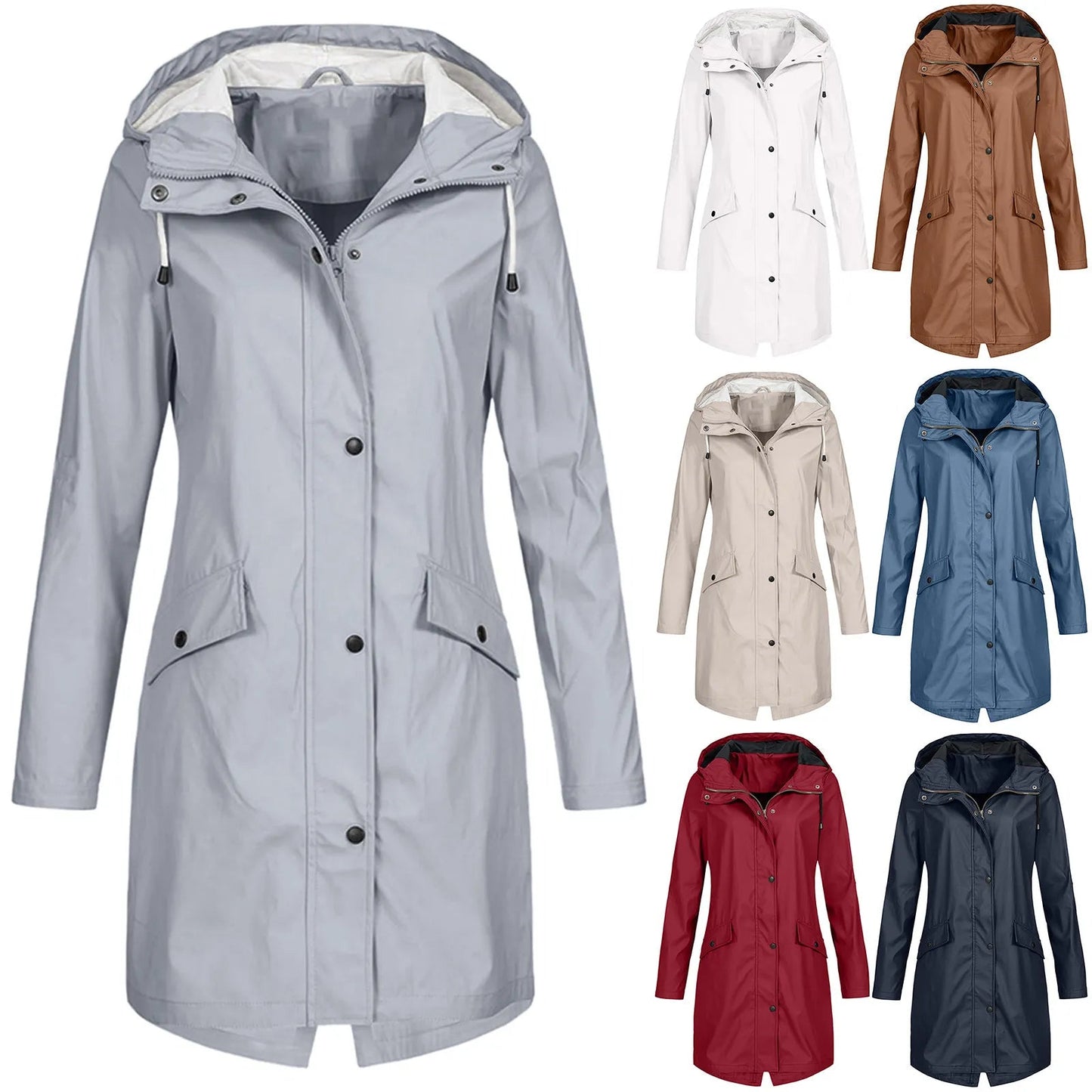 Lotte - Lange Waterdichte Regenjas met Capuchon