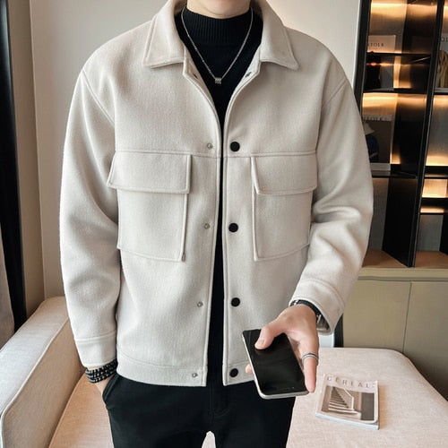 Luxe Wollen Herfstjas met Casual Elegantie