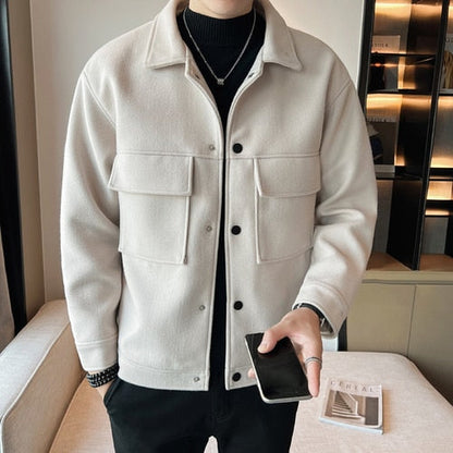 Luxe Wollen Herfstjas met Casual Elegantie