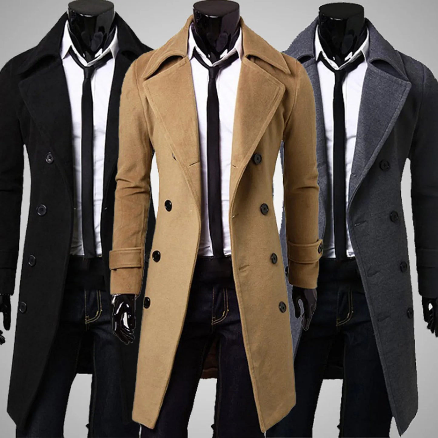 Elegante Britse Trenchcoat met Dubbele Rij Knopen