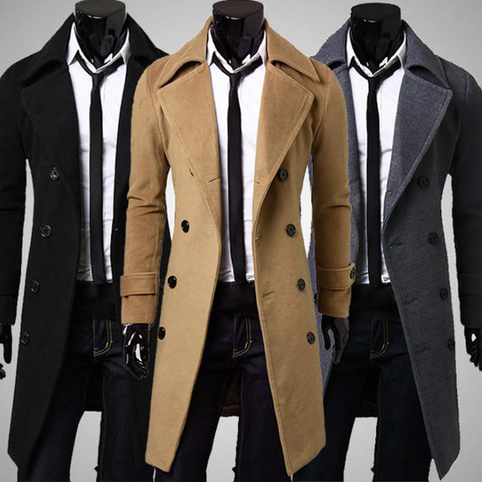 Elegante Britse Trenchcoat met Dubbele Rij Knopen