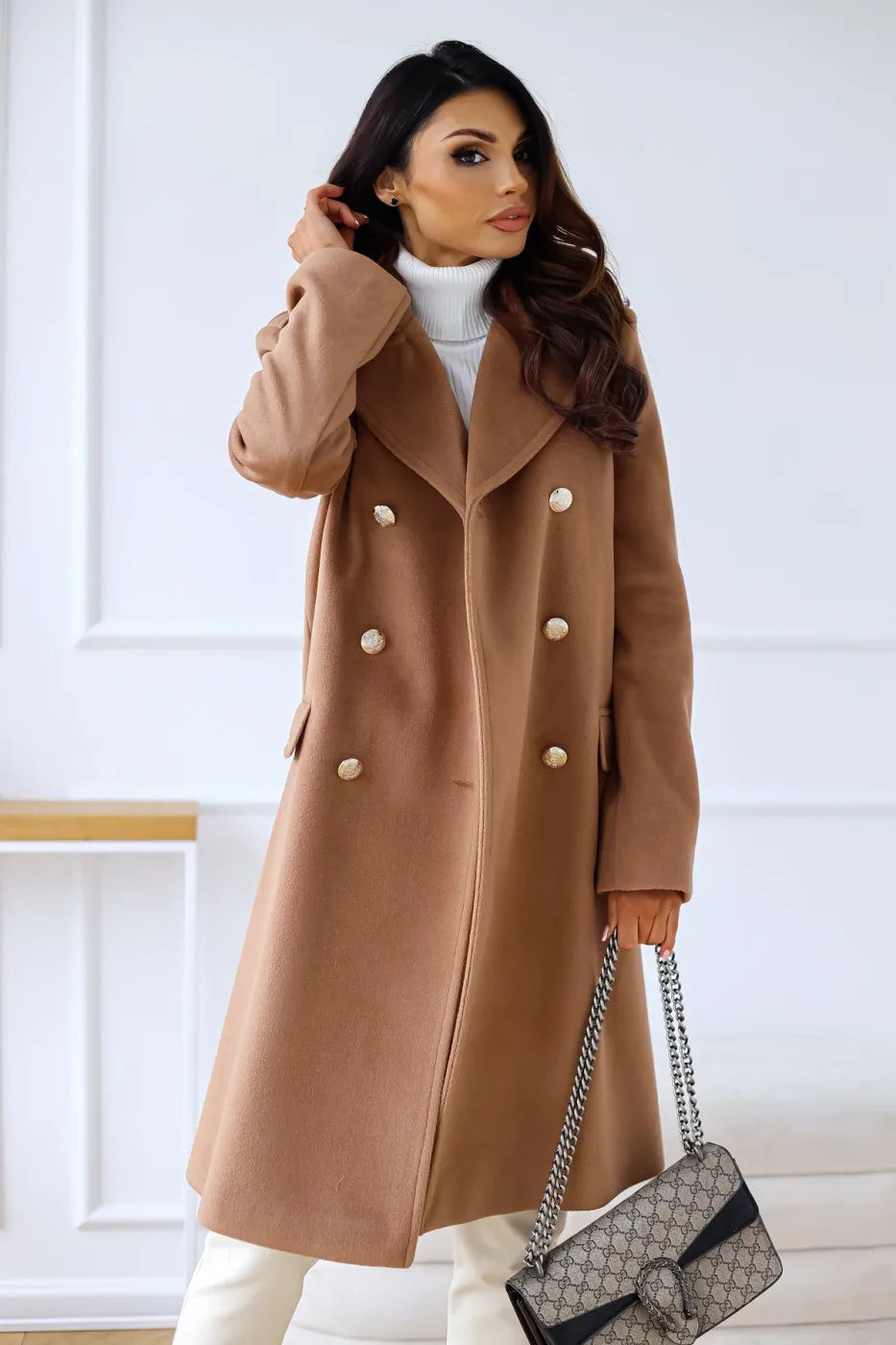 Sophie - Elegante Dubbel Geruite Winterjas