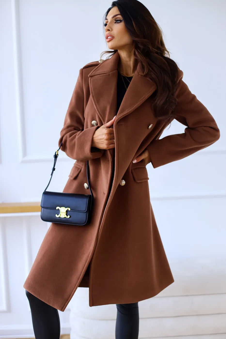 Sophie - Elegante Dubbel Geruite Winterjas
