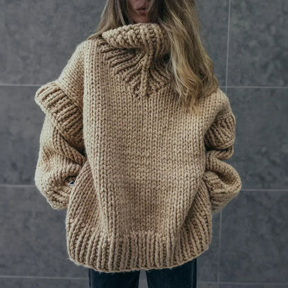 Sophie - Trendy Grof Gebreide Coltrui met Elegante Mouwen