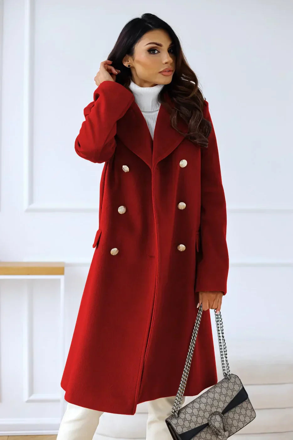 Sophie - Elegante Dubbel Geruite Winterjas