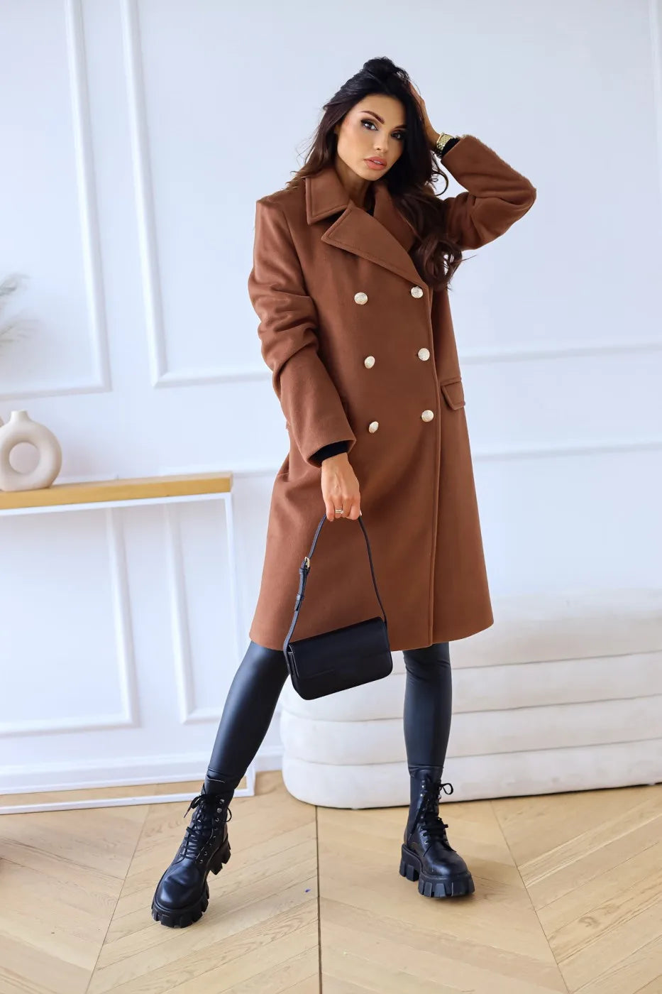 Sophie - Elegante Dubbel Geruite Winterjas