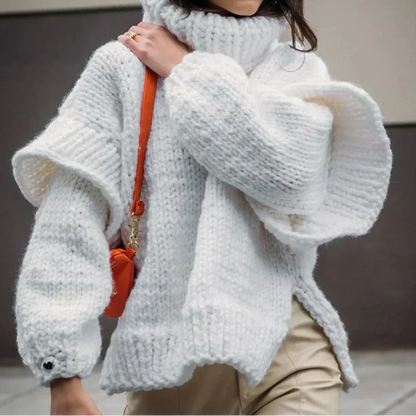 Sophie - Trendy Grof Gebreide Coltrui met Elegante Mouwen