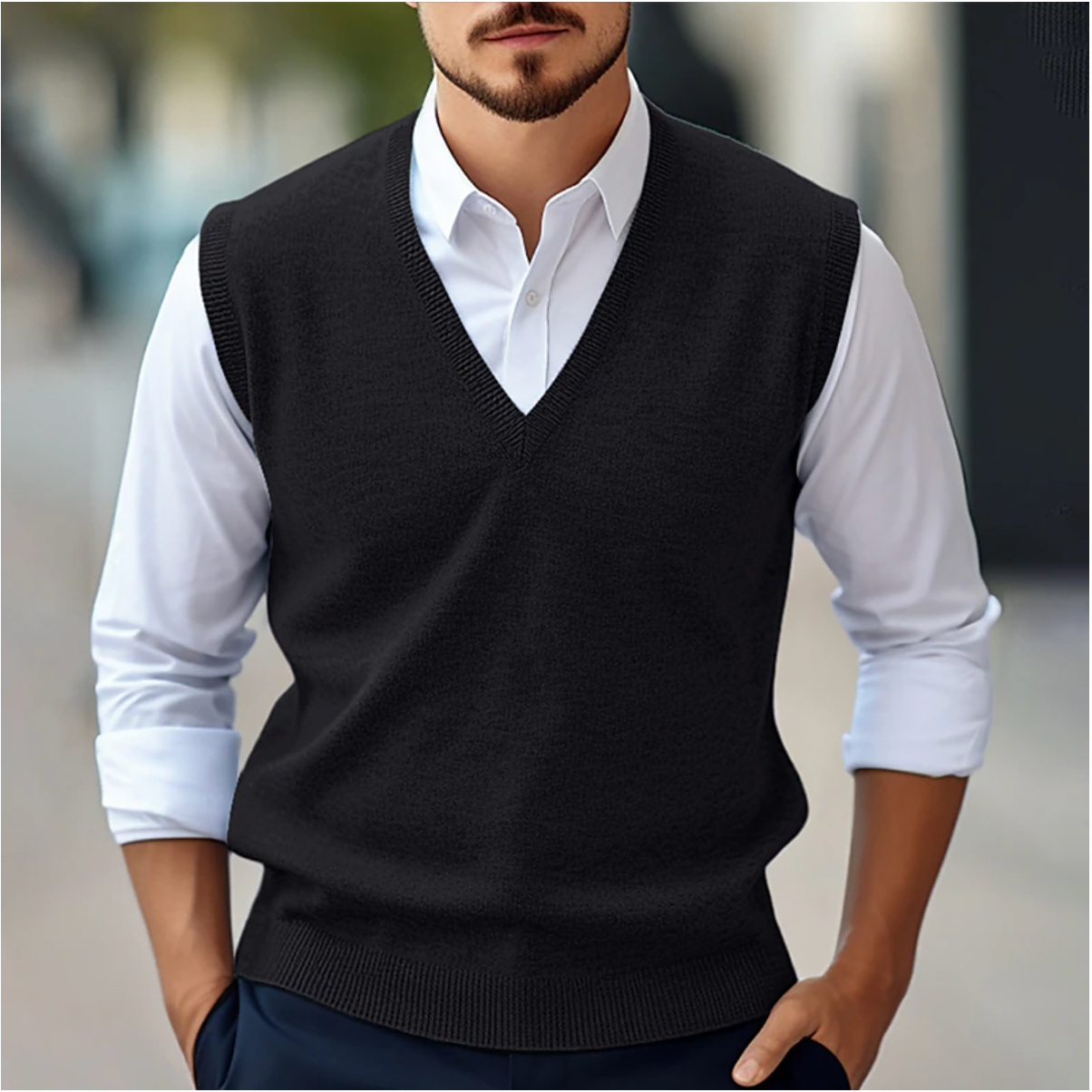 Milan - Stijlvolle Mouwloze V-hals Sweater