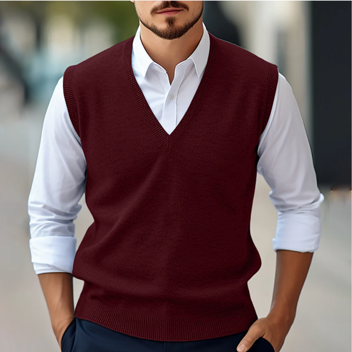 Milan - Stijlvolle Mouwloze V-hals Sweater