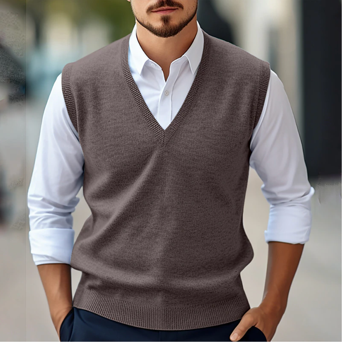 Milan - Stijlvolle Mouwloze V-hals Sweater