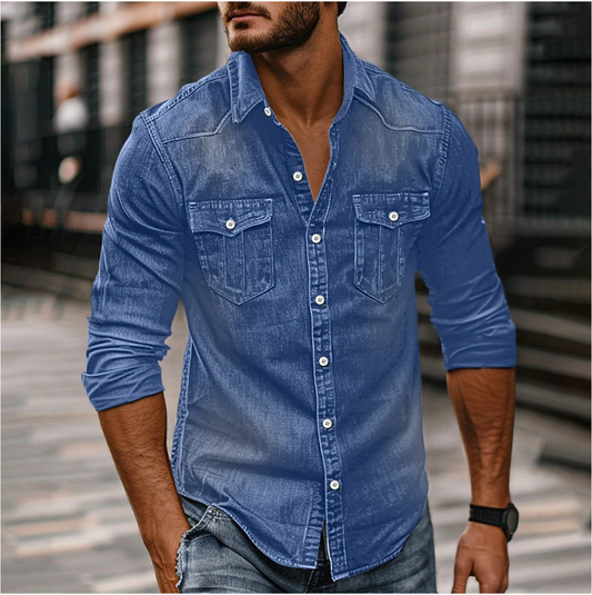Stoer Denim Shirt met Knoopsluiting