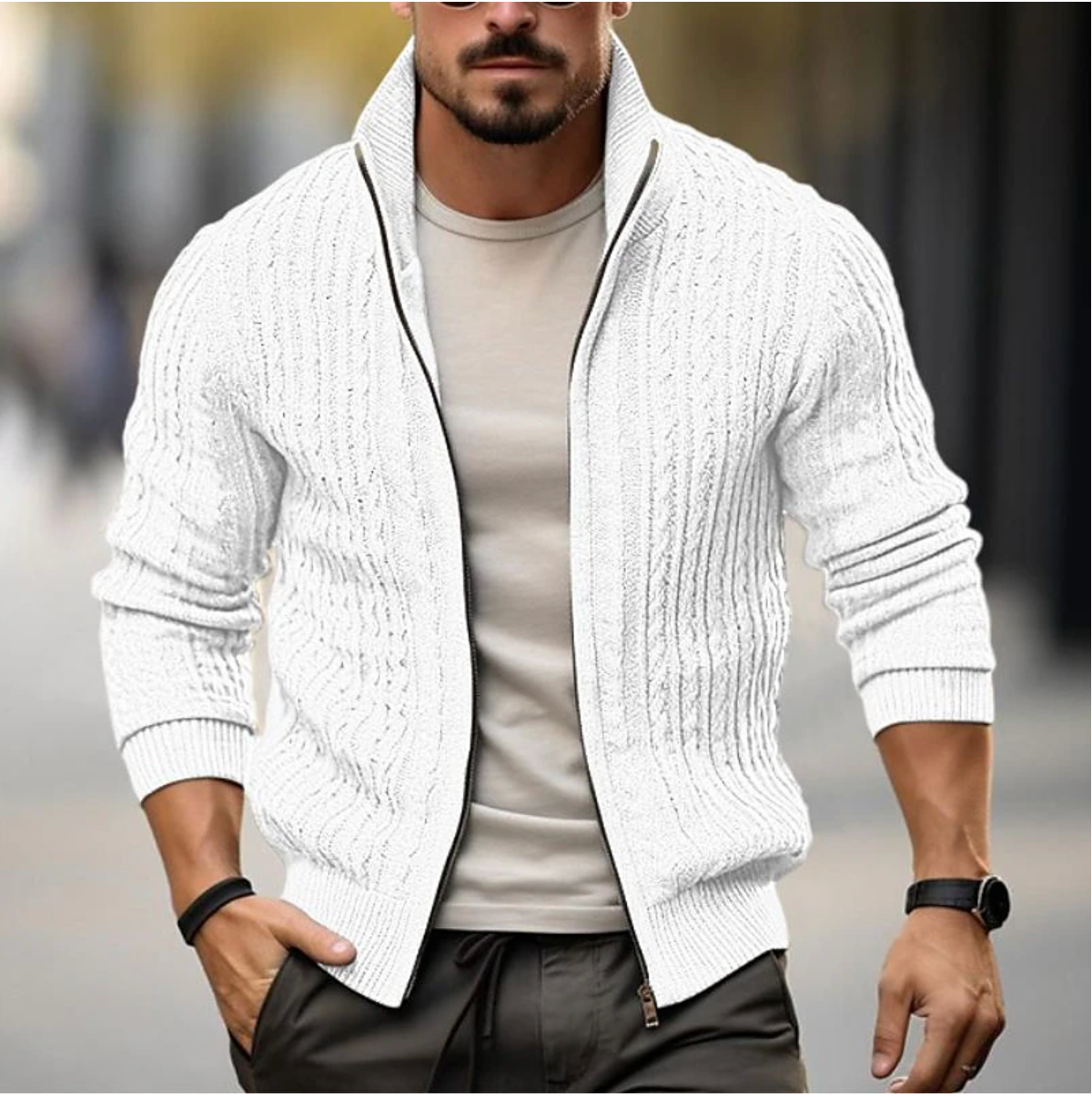Jasper - Strakke Cardigan Sweater met Rits