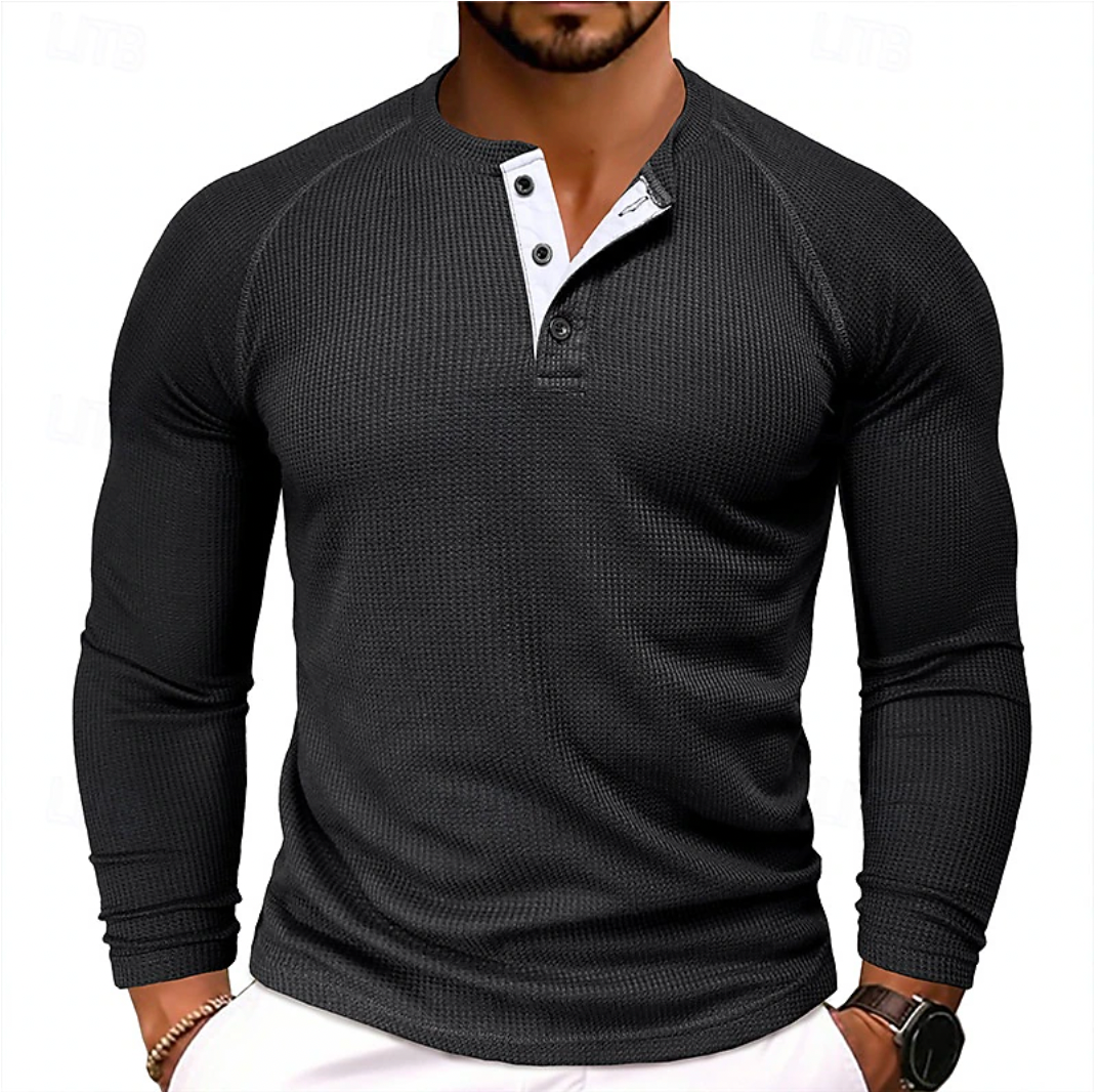 Luca - Comfortabele Henley Overhemd met Lange Mouwen