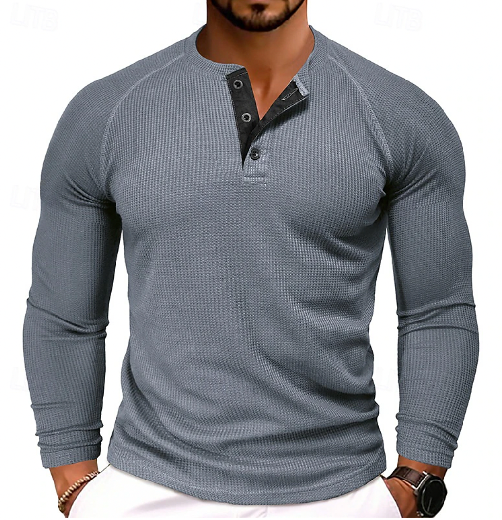 Luca - Comfortabele Henley Overhemd met Lange Mouwen