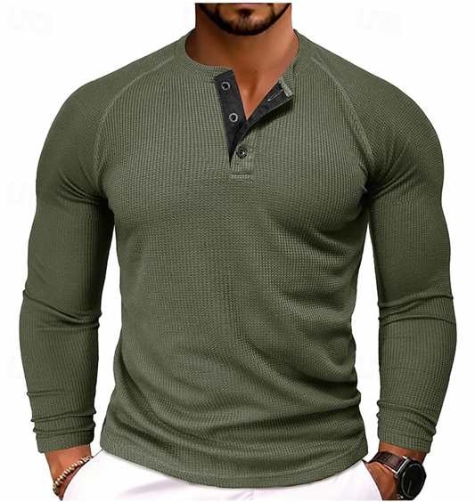 Luca - Comfortabele Henley Overhemd met Lange Mouwen