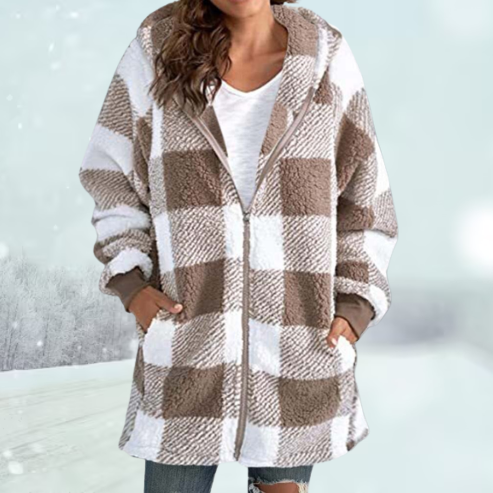 Lena - Stijlvolle Geruite Winterjas