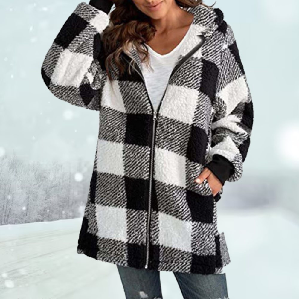 Lena - Stijlvolle Geruite Winterjas