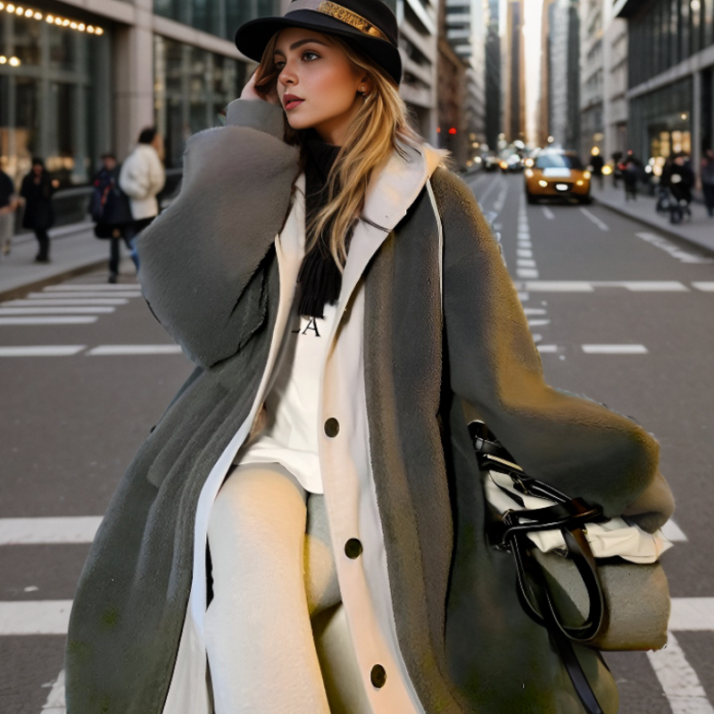 Fleur - Elegante Lange Trenchcoat met Capuchon