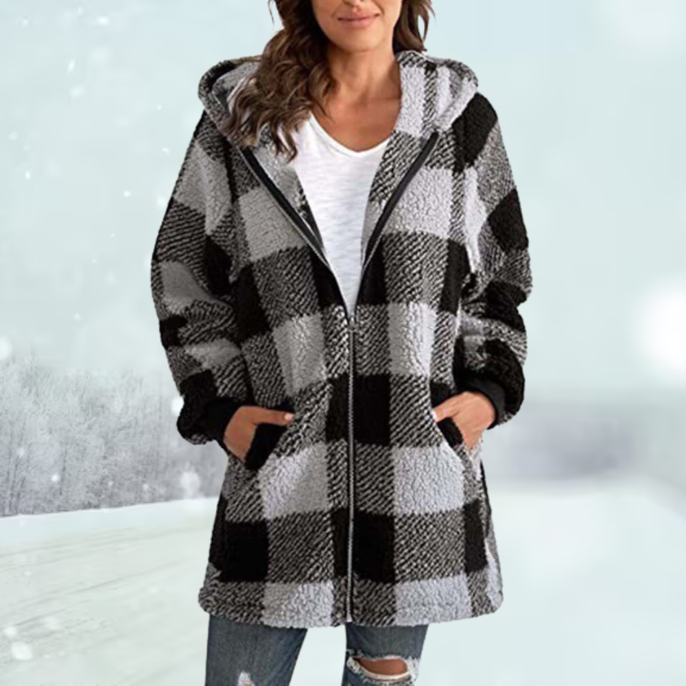 Lena - Stijlvolle Geruite Winterjas