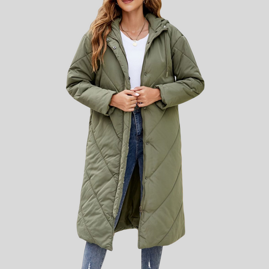 Lena - Lange Warme Damesjas met Capuchon
