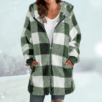Lena - Stijlvolle Geruite Winterjas