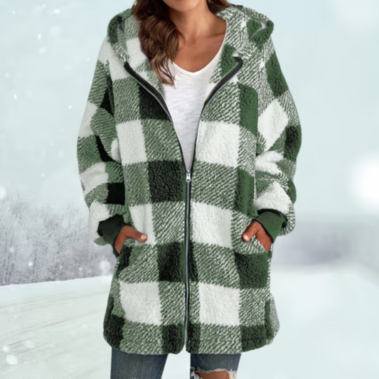 Lena - Stijlvolle Geruite Winterjas