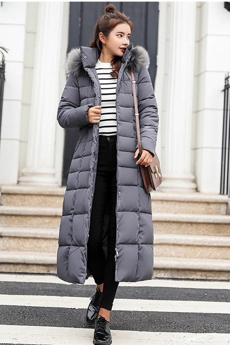Sophie - Elegante Lange Winterjas met Taille Riem