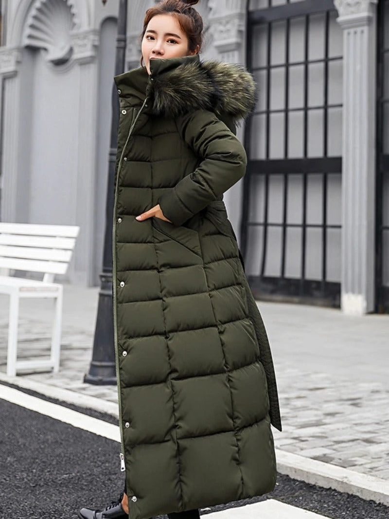 Sophie - Elegante Lange Winterjas met Taille Riem