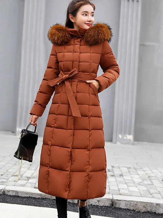 Sophie - Elegante Lange Winterjas met Taille Riem