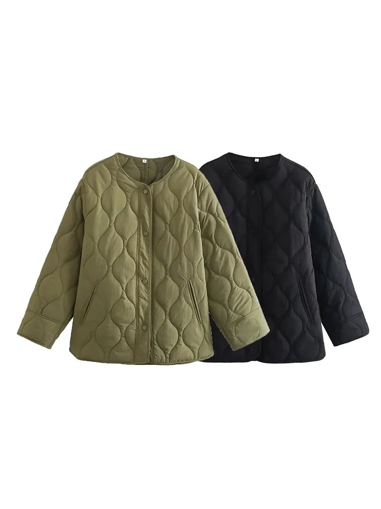Gewatteerd Oversized Jack met Drukknopen
