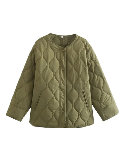 Gewatteerd Oversized Jack met Drukknopen