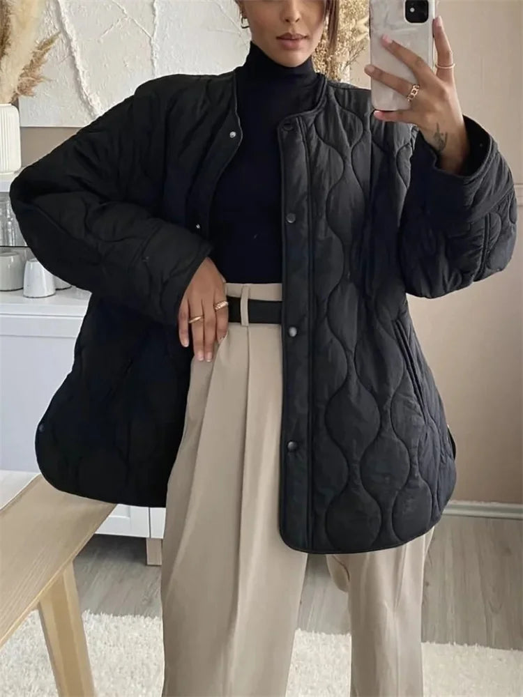 Gewatteerd Oversized Jack met Drukknopen