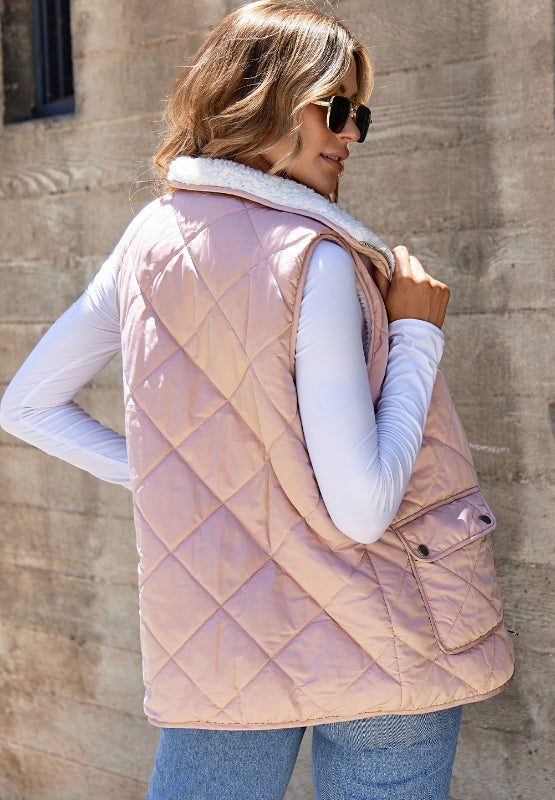 Lotte - Knusse Fuzzy Vest met Rits en Ruime Zakken