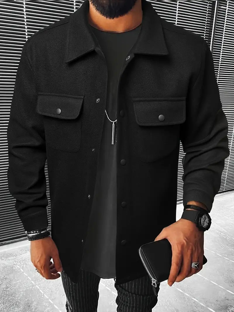Casual Herenjack met Knoopsluiting voor Herfst en Winter