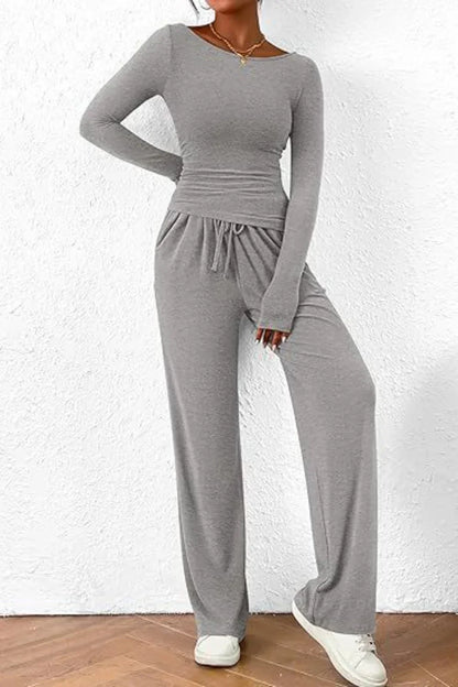 Lina - Comfortabele Ronde Hals Lange Mouw Top en Broek Set