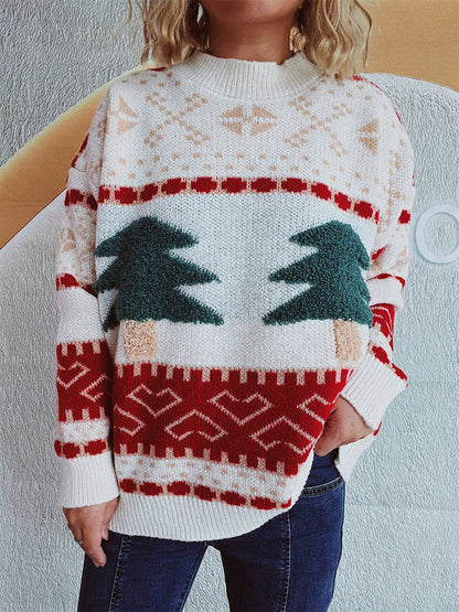 Lotte - Feestelijke Kerstboom Sweater met Lange Mouwen
