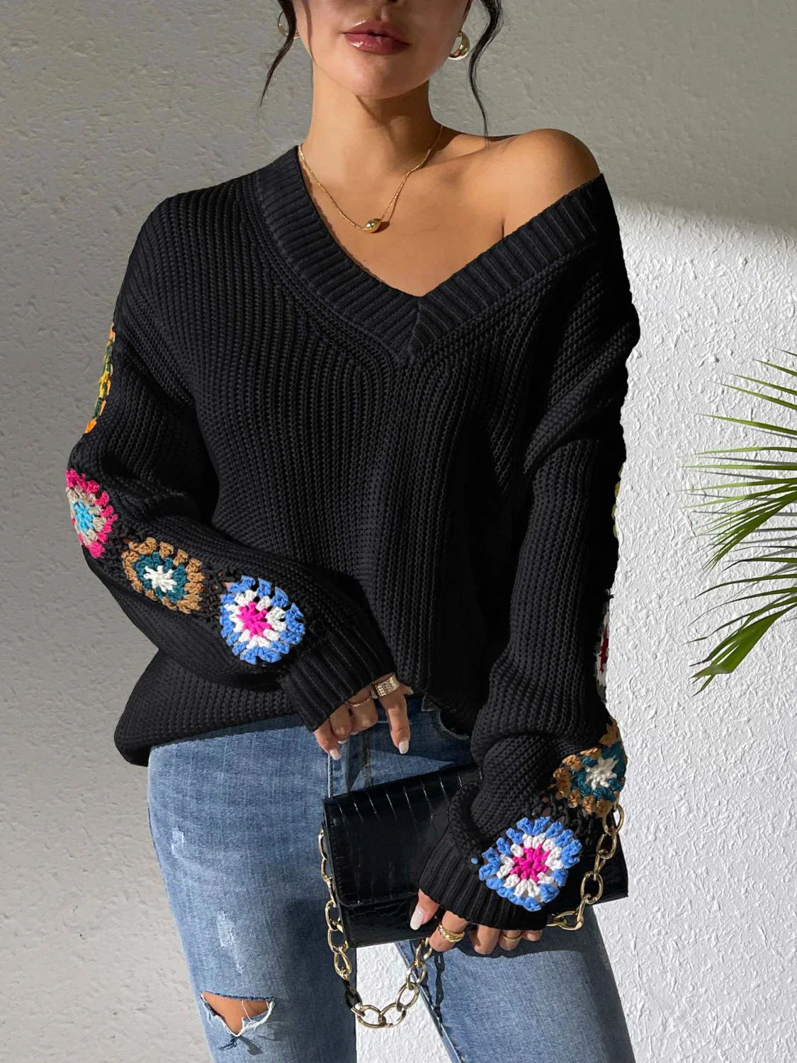 Lotte - V-hals Bloemen Sweater