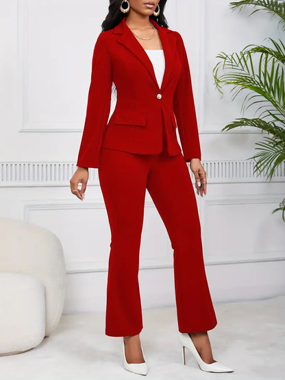 Elena - Stijlvol 2-Delig Blazer en Bootcut Broek Set
