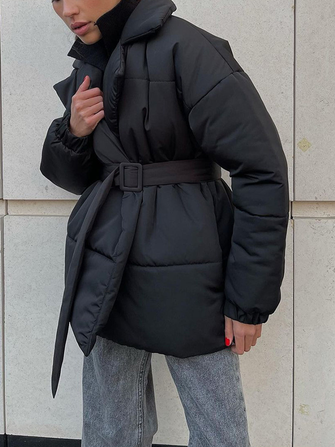 Sophie - Stijlvolle Puffer Winterjas met Riem